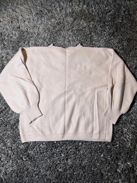 Bluivy Loungewear Sweater & Short Pajama Set Women’s Medium Beige EUC