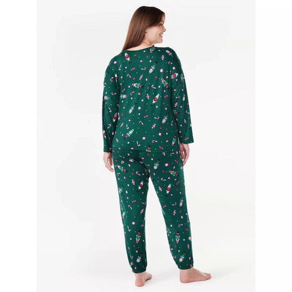 Joyspun Size Medium(8-10) Nutcracker Pajama Set Long Sleeve Pockets Top & Pants