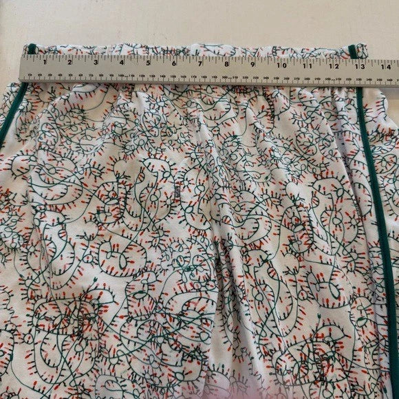 Lake Pajamas Holiday Lights Print 2 Piece Set Small Pima Cotton Top Pants EUC