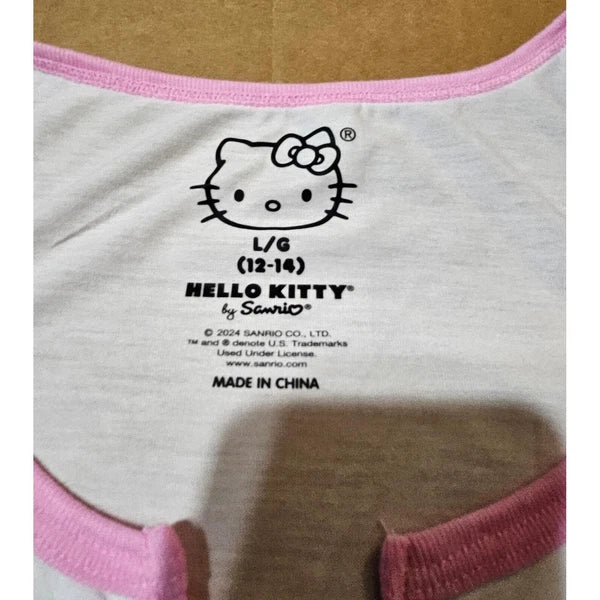 Sanrio Hello Kitty Womens Tank Top And Shorts Pajama Sleepwear Set Sz L 12-14