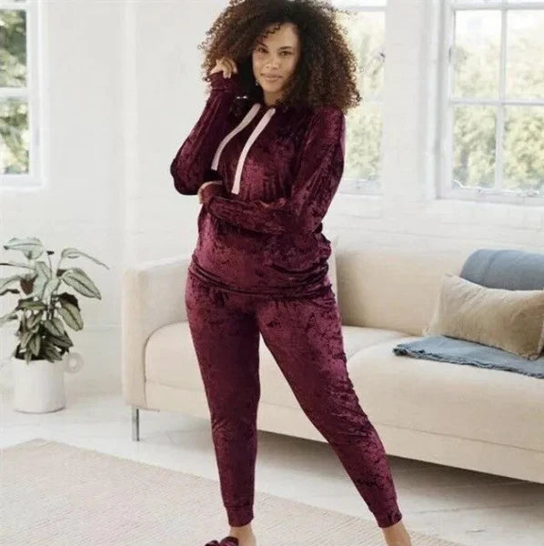 Avon Womens Tracksuit Ladies Crushed Velvet Lounge Set Jogging Pjs Teens Gift