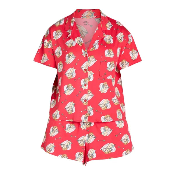 Way To Celebrate Womens Valentine’s Day Shorty  Pajama Set-Lollipop-2X(18W-20W)