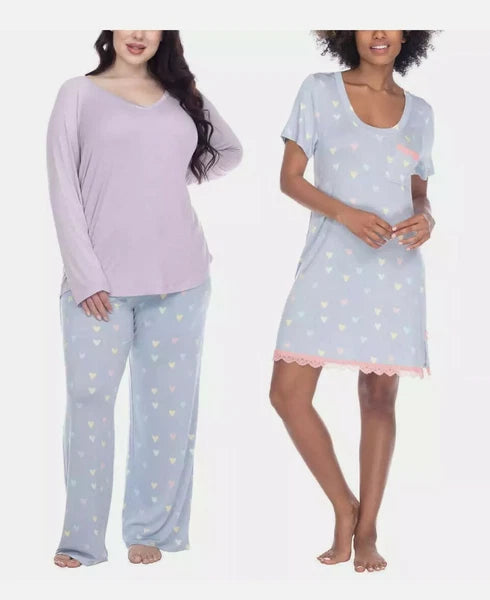Honeydew Women's Long Sleeve, Pants, & Sleepshirt 3-piece PJ Set Size Medium