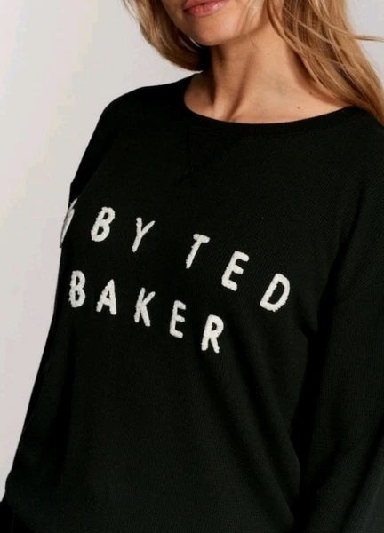 Ted Baker Size 16 Womens Black Waffle Pyjamas Joggers Loungewear Set BNWT