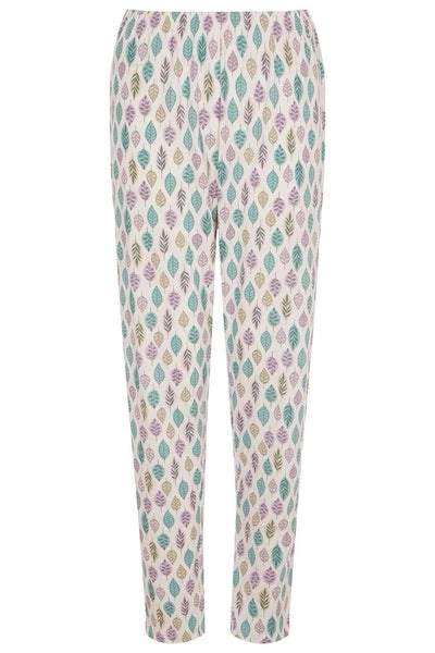 Bon Marche Ivory Leaf  Print Jersey  Pyjamas Set Short Sleeve  Top 12/14 BNWT