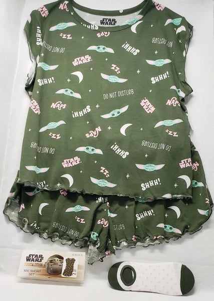 Disney Star Wars The Child 3-Piece Pajama Set Women's Size XL(16-18)/New