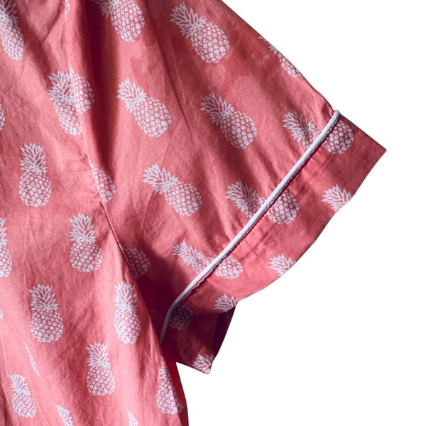 J.Crew Factory Size Med Cotton Pajama Shorts Set Pineapple Pattern Novelty Print