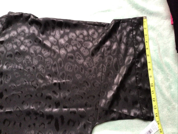Natori Satin Pajamas Shirt Pants Black Animal Print Size 3XL Lounge Wear