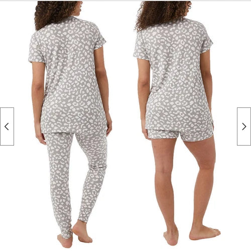 32 Degrees Ladies' 3-Piece Lounge Set, Leopard Gray White SIZE XS