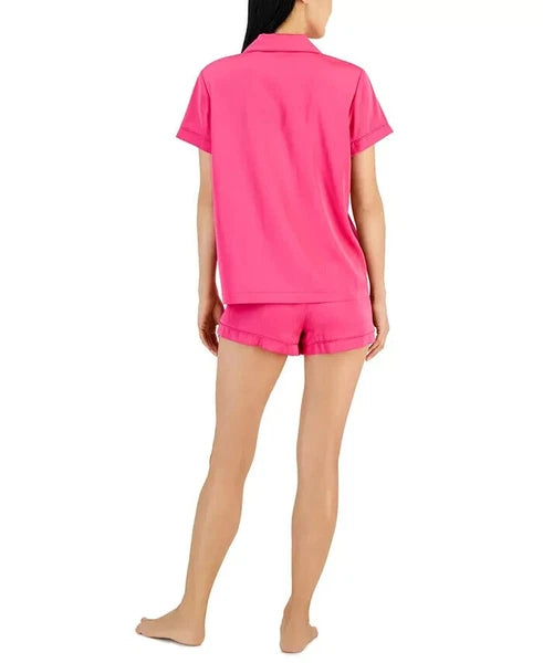 INC International Concepts Women's 2Pc Stretch Satin,Pajamas Set, D.Berry, XL