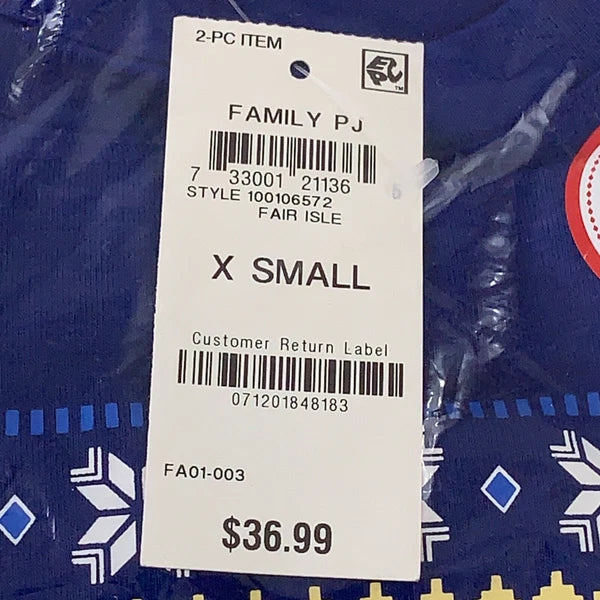 Family PJs Women's Size XS Blue Happy Pajamakkah 2 Piece Holiday Pajama Set NWT