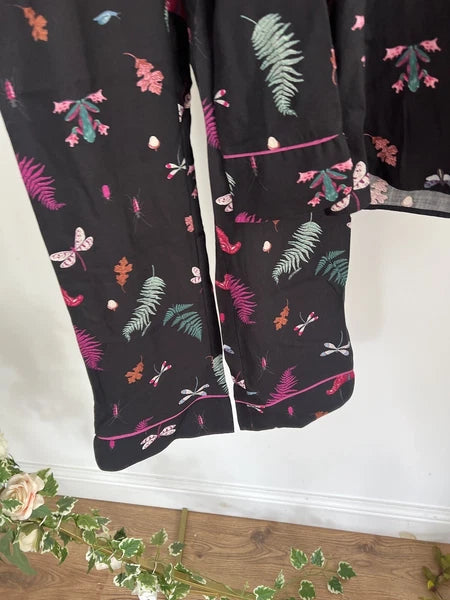 JOULES Sleeptight Light Pyjamas Womens PJS SET Size S & L Black Bugs NEW OZ63
