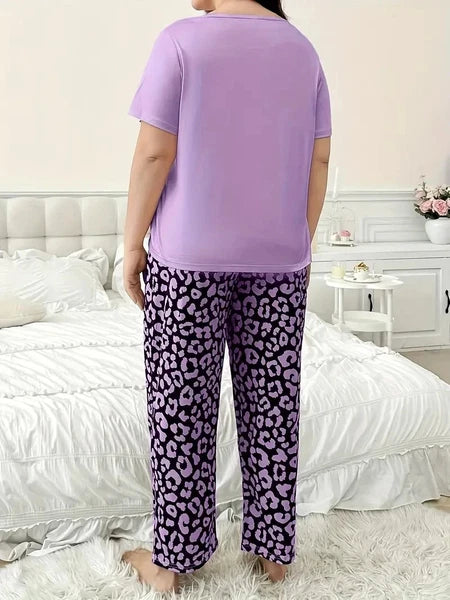 PYJAMA PLUS 20 22 24 26 PURPLE BUTTERFLY ANIMAL PRINT STRETCH LOUNGEWEAR COMFORT