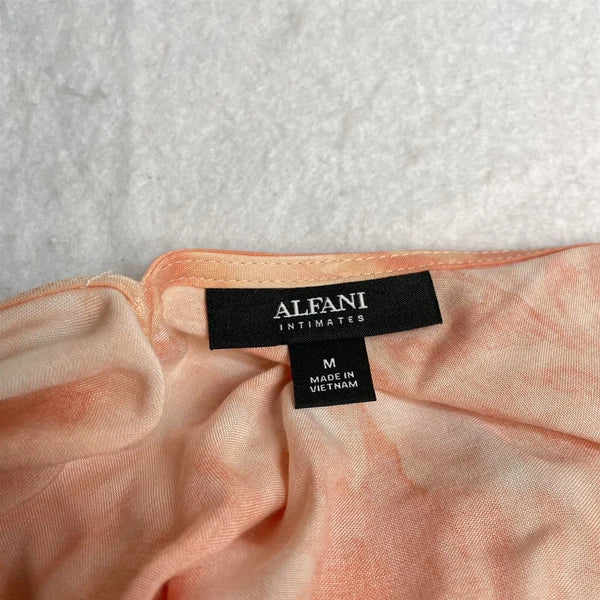Alfani 2pc Sleep Set Womens Medium V-Neck & Shorts Orange Tie-Dye