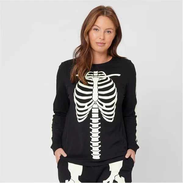 Linea Women's Skeleton Pyjamas in Size 12-14 - Glow in the Dark