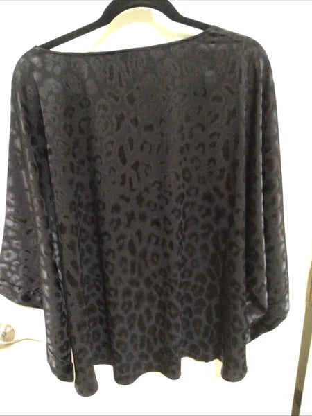 Natori Satin Pajamas Shirt Pants Black Animal Print Size 3XL Lounge Wear