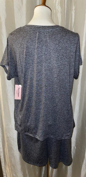 NEW Juicy Couture Crystal “Juicy” Logo PJ/Lounge Short Set Size XL Dark Heather