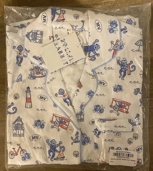 Martha’s Vineyard Roller Rabbit Exclusive Short Sleeve Polo Pajama Set XS