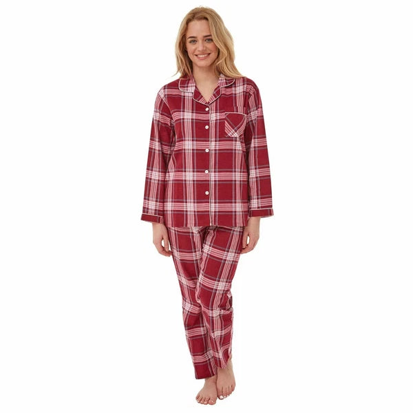 NEW Ladies  100% Brushed Cotton Winceyette 'Ruby Check' Pyjama Set