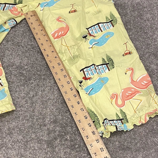 Nick And Nora Pajama Set Womens Small Flamingo Print Pool Top Capris
