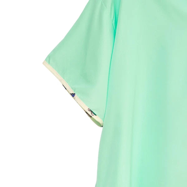 Gold Coast Women's Satin Sleepshirt Nightgown 2pc Set Butterfly Print/Aqua, XL