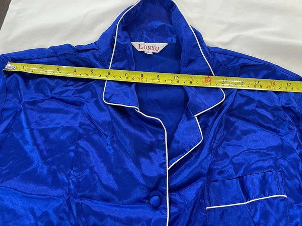 Womens Satin Pajamas Sets Long Sleeves Lonxu Soft Cool Loungewear Sets XXL