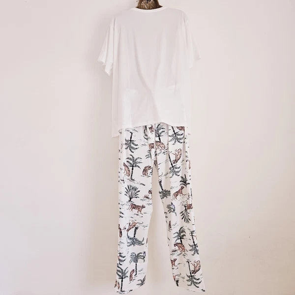 NEW JD Williams Plus Size 16-34 Tiger Print Soft Pyjama 2 Piece Set Top Bottoms