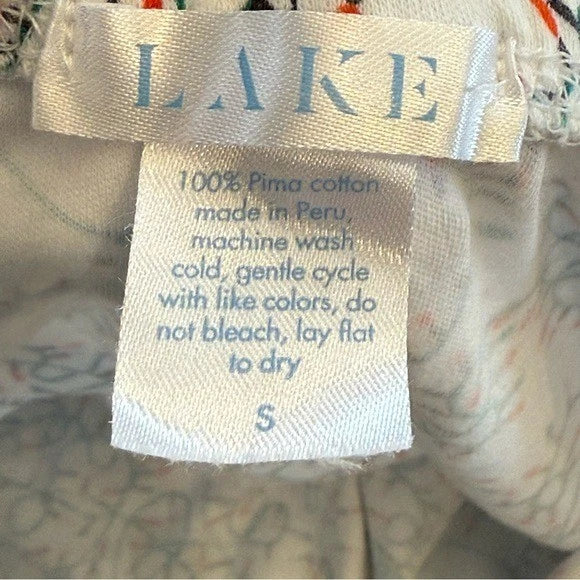 Lake Pajamas Holiday Lights Print 2 Piece Set Small Pima Cotton Top Pants EUC