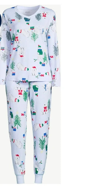 Joyspun Womens Size XL (16-18) Polar Bear Christmas Pajama Set 2-pc w Pockets