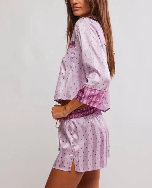 FREE PEOPLE PILLOW TALK PJ SET LILAC COMBO SIZE XL NWT SILKY PAJAMAS GIFT SET