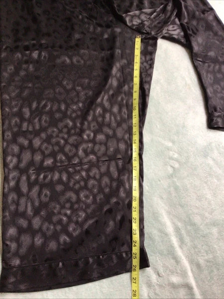 Natori Satin Pajamas Shirt Pants Black Animal Print Size 3XL Lounge Wear