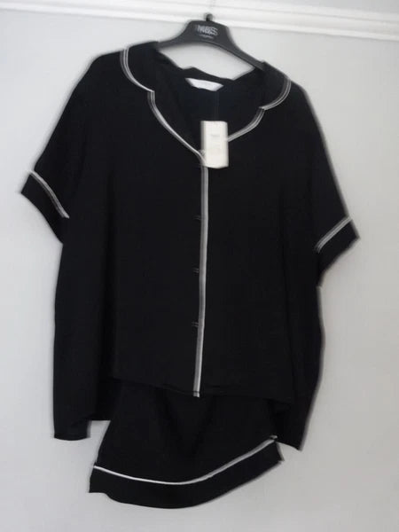 BNWT - M&S MARKS & SPENCER BLACK MIX PYJAMA SET WITH SHORTS UK SIZE 20