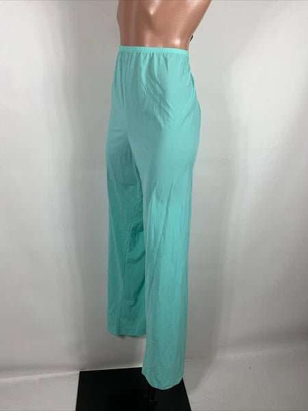 Miss Elaine Classics 2 Piece Teal Blue Nylon Pajama Set Women's Size L Silky