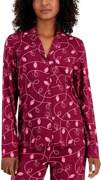 Jenni Women's Supersoft Notched-Collar Pajamas Set, Red, X-Large