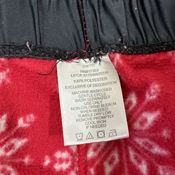 Anne Klein Holiday Pajama Pants Set Long Sleeve Button Up Red Fleece PJs Large