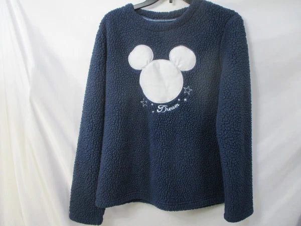 Mickey Mouse Womens Pajama Set Small Blue Dream Fleece Long Sleeve Soft 2Pc