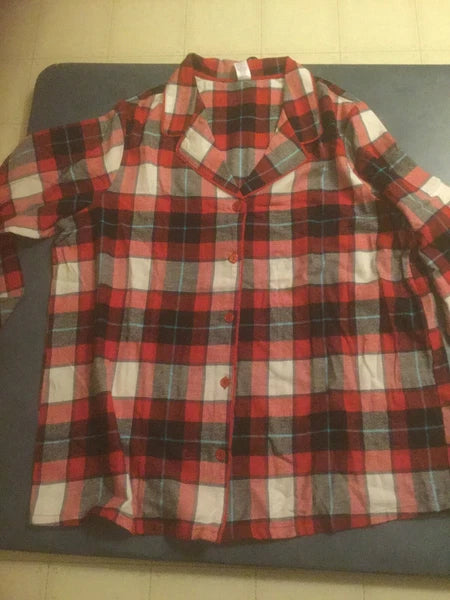 Sleep Chic Women's Plus Size 1X Red Plaid Long Sleeve Sleep Set $48 NWT