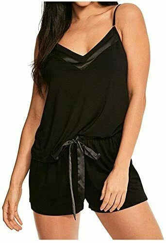 Sizes 8, 12, 16 | Figleaves Camelia Hidden Support Cami & Short Set Black 185134