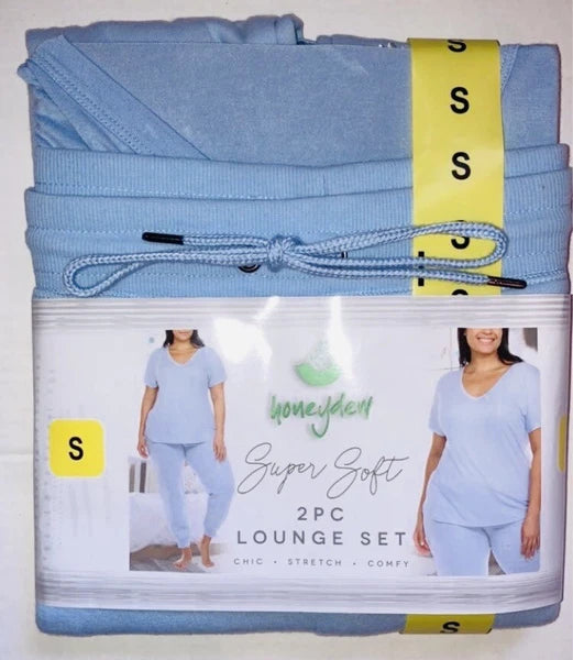 Honeydew Ladies' Embroidered Lounge Set, 2-piece, Blue Pajamas, Silver Paws PJs