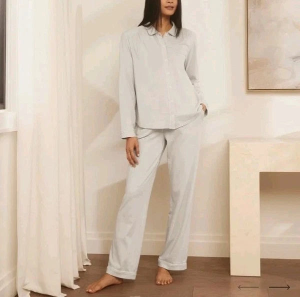 boll and branch Soft Knit Long Sleeve & Pants Pajama Set Organic Cotton Size 2X