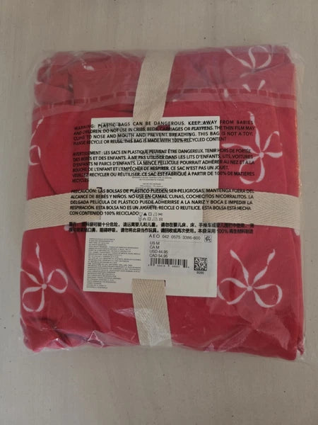 American Eagle Bow Plush PJ Pajama Set Women Medium Shirt & Shorts Red NWT