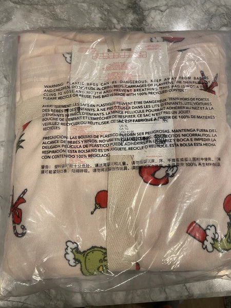 Ae American Eagle Grinch Candy Cane Plush Pj Pajama Set W-XL Christmas