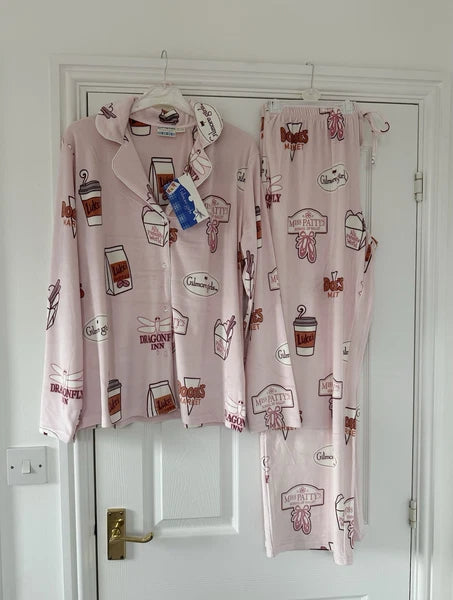 Primark Gilmore Girls Boyfriend Pyjama Set Women’s Size M 12-14 Pink Viral New