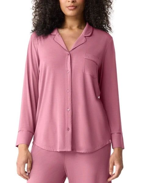 Gap GapBody Women's Notch Collar PAJAMA TOP - Heather Rose, SMALL