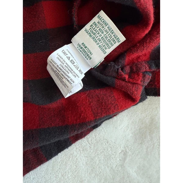LL Bean Pajamas Womens Medium Red Black Scotch Plaid Flannel Rob Roy Set Holiday