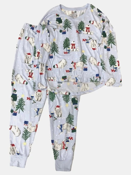Joyspun Womens Size XL (16-18) Polar Bear Christmas Pajama Set 2-pc w Pockets