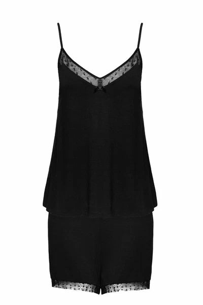Sizes 8, 12, 16 | Figleaves Camelia Hidden Support Cami & Short Set Black 185134