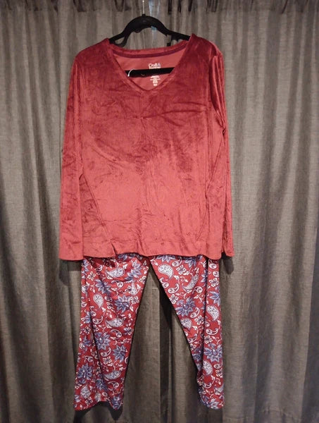 Croft And Barrow Burgundy  Womens  Longsleeve Sleepwear Set New With Tags Medium