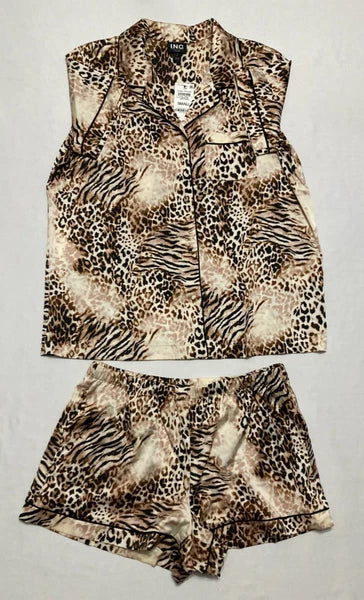 INC Pajama Set Top & Short Animal Print S
