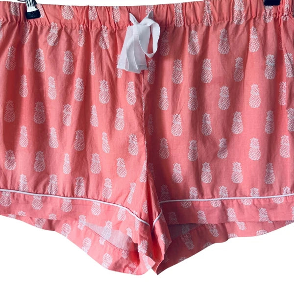 J.Crew Factory Size Med Cotton Pajama Shorts Set Pineapple Pattern Novelty Print